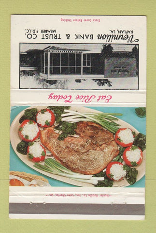 Matchbook Cover - Vermilion Bank and Trust Kaplan LA 40 Strike