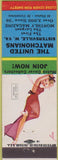 Matchbook Cover - United Matchonians Match collectors Sisterville WV pinup