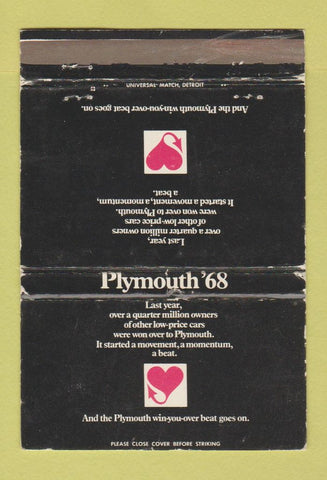 Matchbook Cover - 1968 Plymouth Sheridan WY Poll Motor WORN 40 Strike