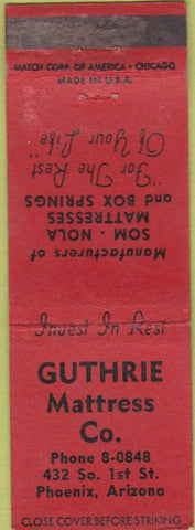 Matchbook Cover - Futhrie Mattress Co Phoenix AZ wear