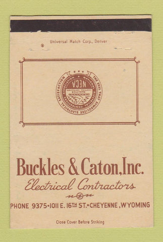 Matchbook Cover - Buckles Caton Electrical Contractors Cheyenne WY 40 Strike