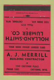 Matchbook Cover - Holland Smith Lumber Herman Lofink Cheyenne WY RED 40 Strike
