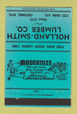 Matchbook Cover - Holland Smith Lumber Herman Lofink Cheyenne WY TEAL 40 Strike