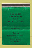 Matchbook Cover - United Underwriters Insurance Cheyenne WY 40 Strike