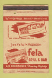 Matchbook Cover - Fela Grill Bar Wilkes Barre PA WEAR 40 Strike