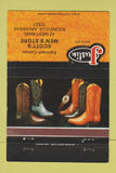 Matchbook Cover - Justin Cowboy Boots Scott's Booneville AR 40 Strike