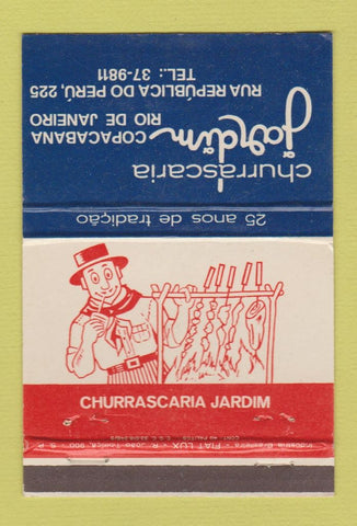 Matchbook Cover - Churrascaria Jardin Copa Rio De Janeiro Brazil 40 Strike
