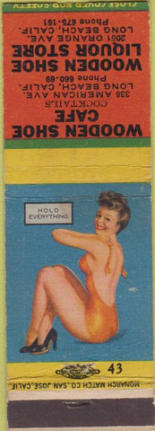 Matchbook Cover - Wooden Shoe Cafe Long Beach CA liquor pinup