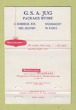 Matchbook Cover - GSA Jug Liquor Woodmont Christmas 40 Strike