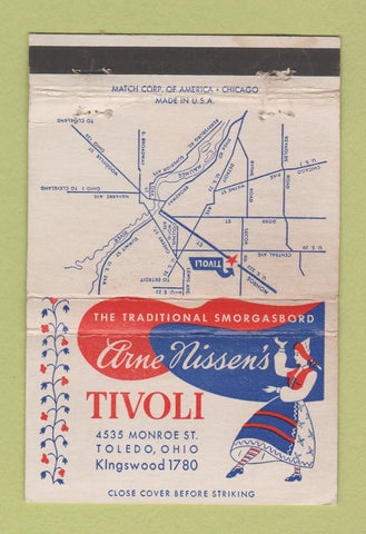 Matchbook Cover - Arne Nissen's Tivoli Toledo OH girlie  WEAR 40 Strike
