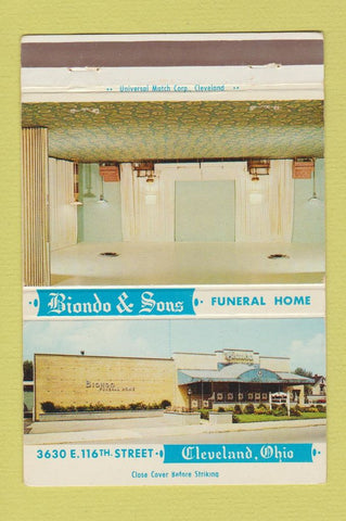 Matchbook Cover - Biondo & Sons Funeral Home Cleveland OH 40 Strike
