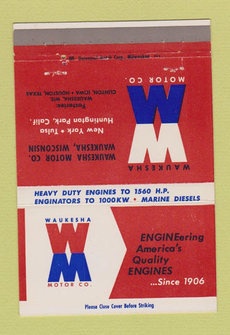 Matchbook Cover - Waukesha Motors WI Tulsa New York City 40 Strike
