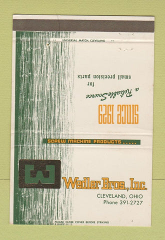 Matchbook Cover - Wedler Bros Cleveland OH screw machine 40 Strike