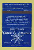 Matchbook Cover - Captain's Quarters Seafood North Myrtle Beach SC 40 Strike