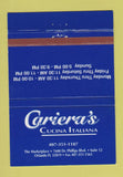 Matchbook Cover - Cariera's Italian Restaurant Orlando FL 40 Strike