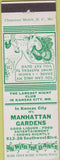Matchbook Cover - Manhattan Gardens Kansas City MO local manumark