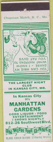 Matchbook Cover - Manhattan Gardens Kansas City MO local manumark