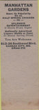 Matchbook Cover - Manhattan Gardens Kansas City MO local manumark
