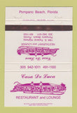 Matchbook Cover - Casa De Luca Restaurant Pompano Beach FL 40 Strike