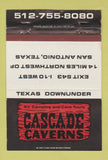 Matchbook Cover - Cascade Caverns San Antonio TX 40 Strike