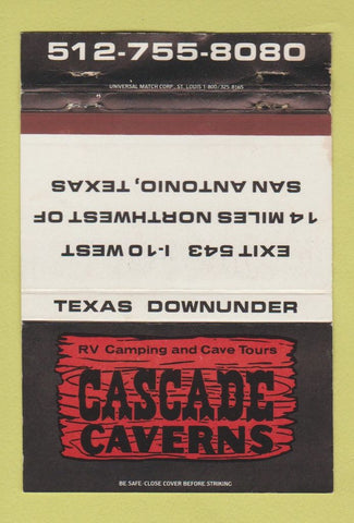 Matchbook Cover - Cascade Caverns San Antonio TX 40 Strike