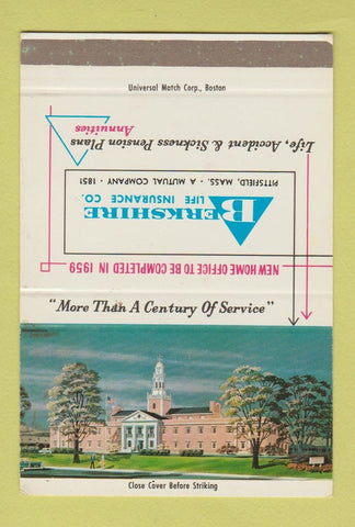 Matchbook Cover - Berkshire Life Insurance Pittsfield MA 40 Strike