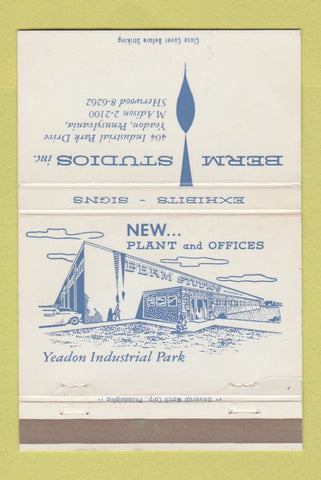 Matchbook Cover - Berm Studios Yeadon PA Exhibits Signs 40 Strike
