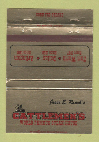 Matchbook Cover - Cattlemen's Steak Fort Worth Dallas Arlington TX 40 Strike
