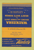 Matchbook Cover - Waukesha Motors Edmonton AB R Angus 40 Strike