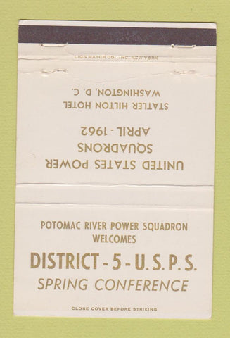 Matchbook Cover U Power Squadrons 1962 Potomac River Washington DC 40 Strike
