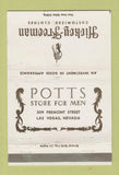 Matchbook Cover - Potts Men's Clothes Hickey Freeman Las Vegas NV 40 Strike