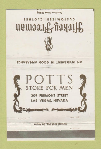 Matchbook Cover - Potts Men's Clothes Hickey Freeman Las Vegas NV 40 Strike