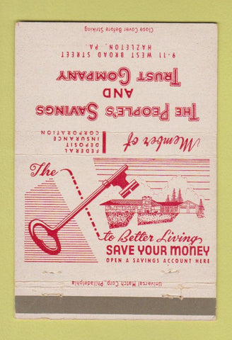 Matchbook Cover - People's Savings and Trust Hazleton PA 40 Strike