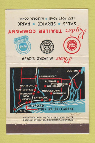 Matchbook Cover - Ryder Trailer Milford CT 22 Strike Feature