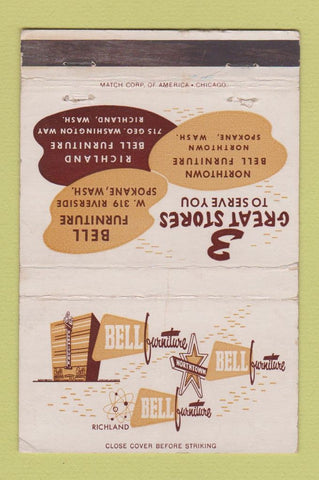 Matchbook Cover - Bell Furniture Spokane Richland WA WEAR 40 Strike