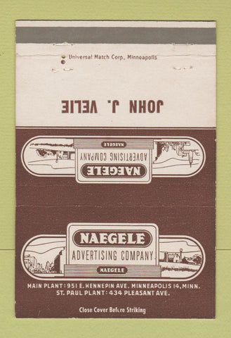 Matchbook Cover - Naegele Advertising Minneapolis St Paul MN 40 Strike