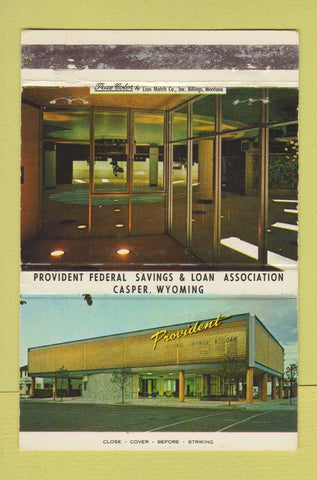 Matchbook Cover - Provident Savings and Loan Casper WY WEAR 40 Strike