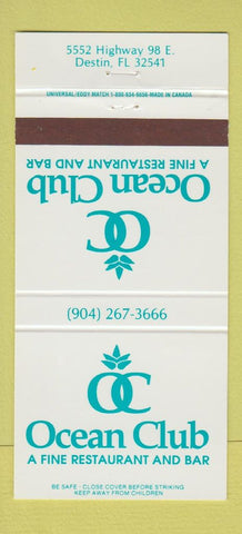 Matchbook Cover - Ocean Club Restaurant Destin FL 30 Strike