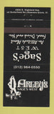 Matchbook Cover - Arley's Sage's West Downers Grove IL 30 Strike