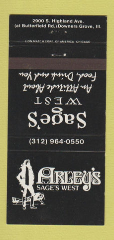 Matchbook Cover - Arley's Sage's West Downers Grove IL 30 Strike
