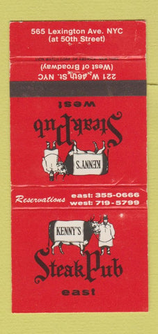Matchbook Cover - Kenny's Steak Pub New York City 30 Strike