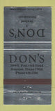 Matchbook Cover - Don's Houston TX 30 Strike