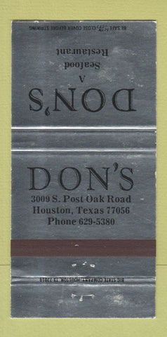 Matchbook Cover - Don's Houston TX 30 Strike