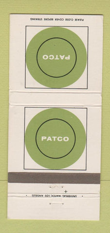 Matchbook Cover - Patco Pacific Tube Los Angeles CA 30 Strike