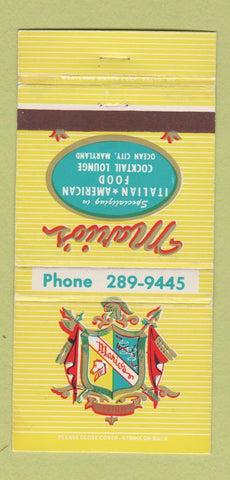 Matchbook Cover - Mario's Italian Restaurant Ocean City MD 30 Strike