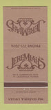 Matchbook Cover - Jeremiah's Tavern Fort Lauderdale FL 30 Strike