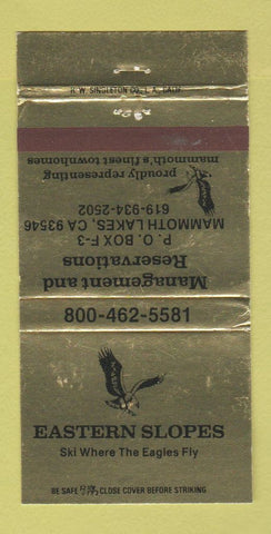 Matchbook Cover - Eastern Slopes Mammoth Lakes CA GOLD WEAR 30 Strike