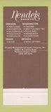 Matchbook Cover - Nendels Motor Inn OR WA CHAIN 30 Strike