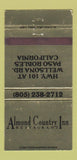 Matchbook Cover - Almond Country Inn Restaurant Paso Robles CA WEAR 30 Strike