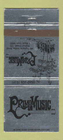 Matchbook Cover - Primo Music Walnut Creek CA 30 Strike